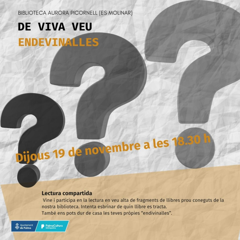 A viva veu: «Endevinalles» a la Biblioteca del Molinar
