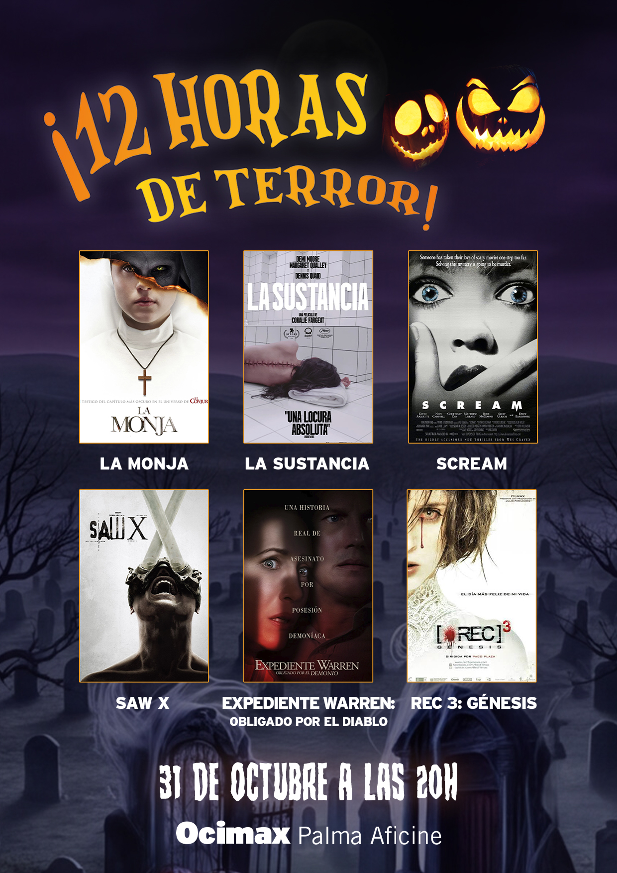 12 Stunden Horror im Ocimax Palma: Horrorfilm-Marathon an Halloween