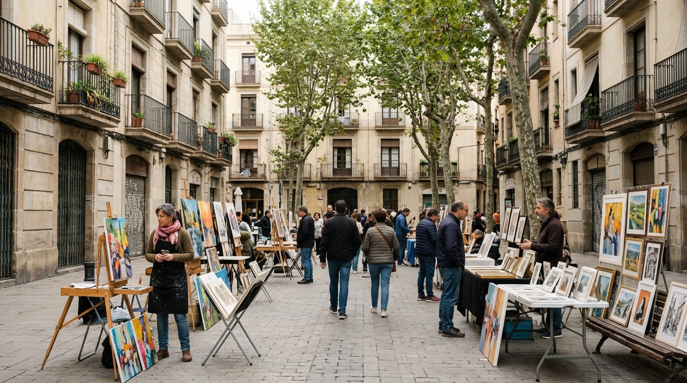 Malermarkt von Sant Andreu auf der Plaça del Comerç