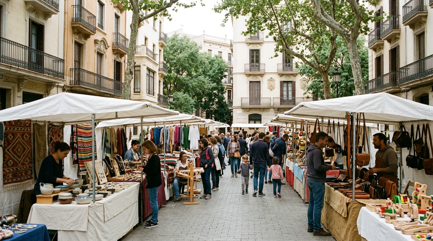 Petit Artesà Market in Plaça de la Bonanova