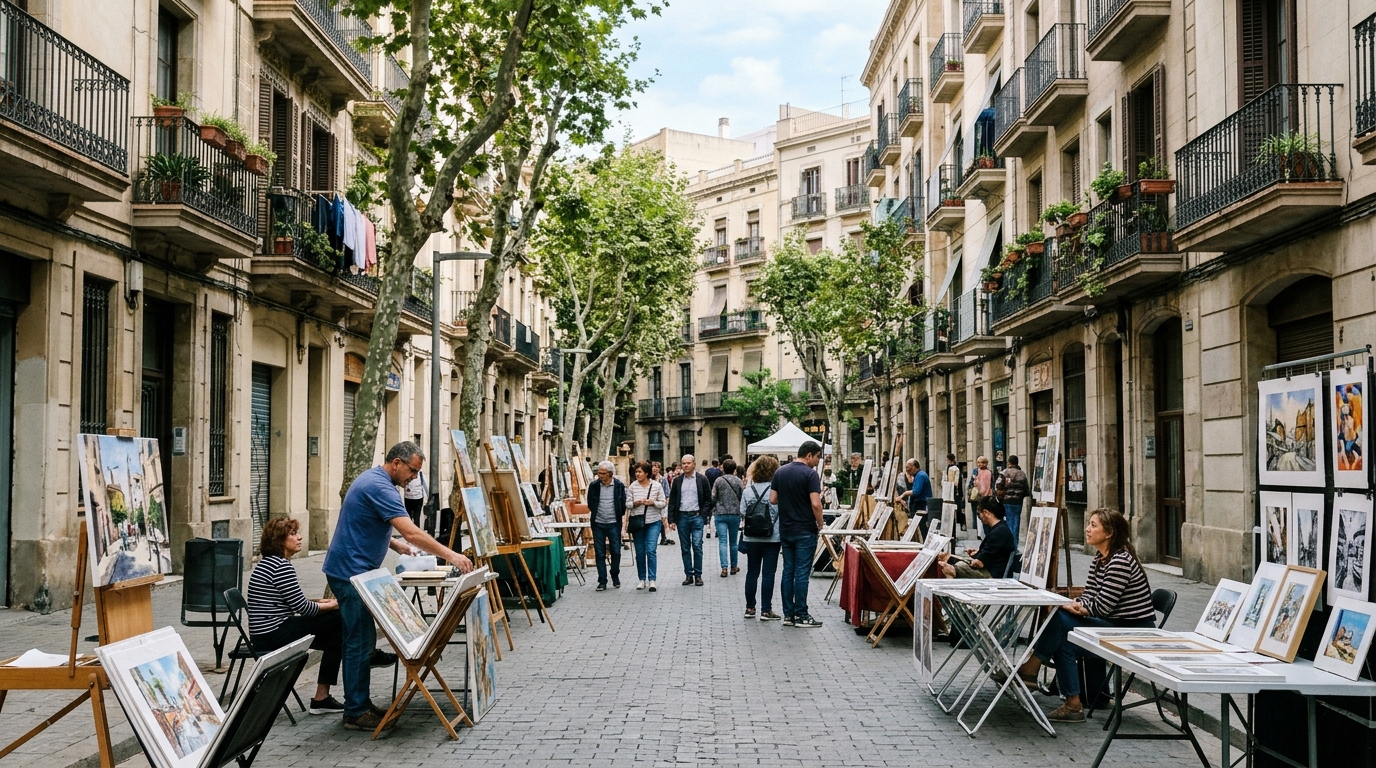 Freiluft-Maler-Markt an der Sagrada Família