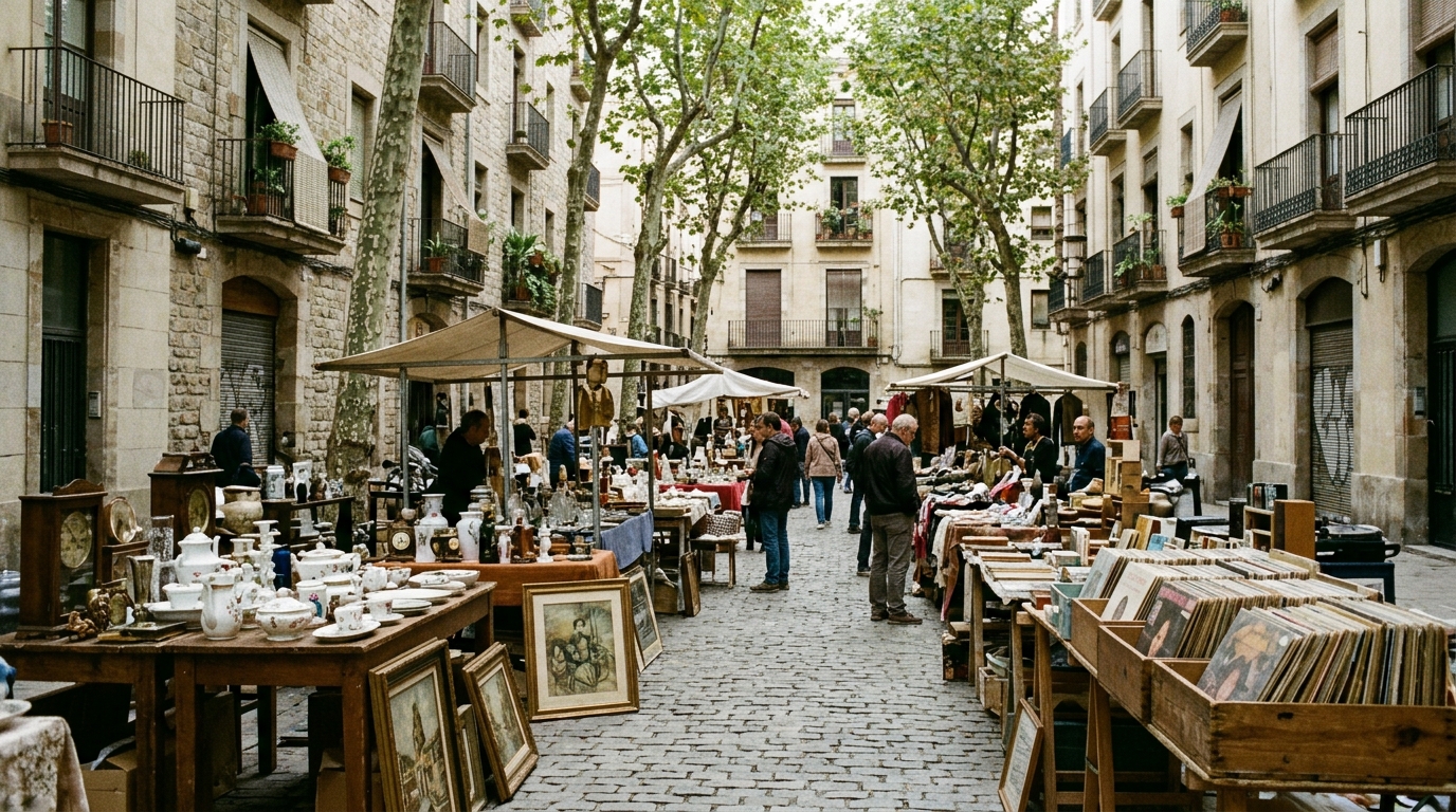 Fira de Brocanters de la Plaça de Sarrià a Barcelona