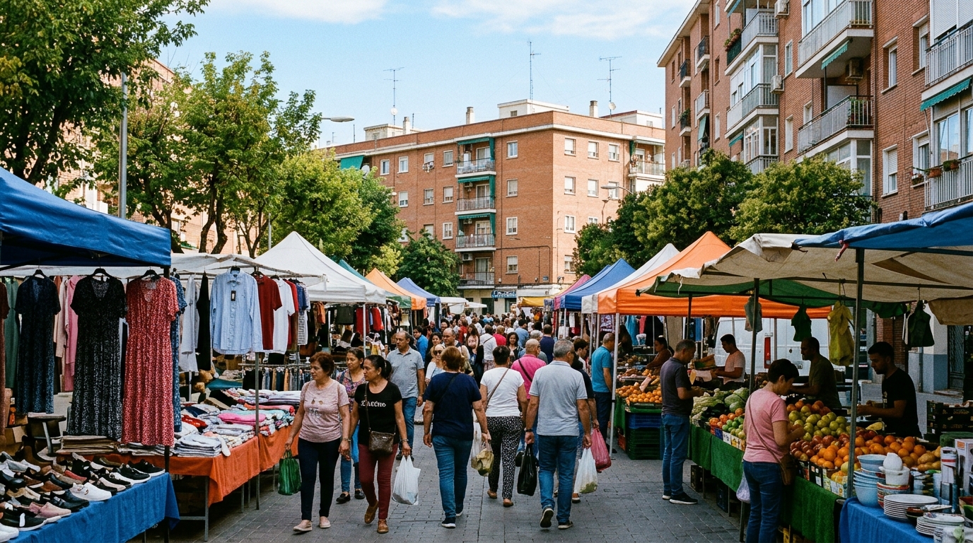 Wochenmarkt San Fermín in Usera: 45 Stände unter freiem Himmel
