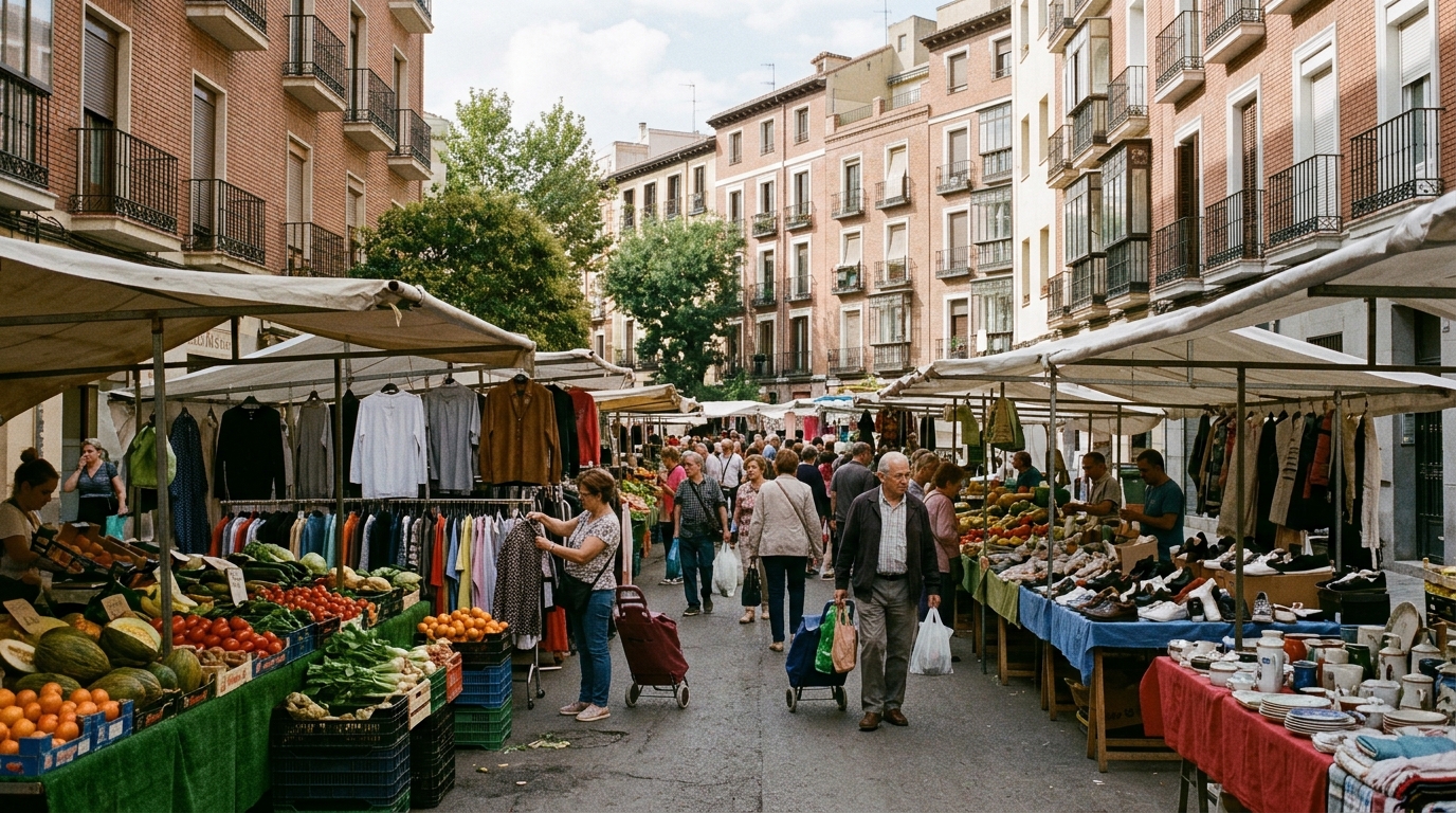 Straßenmarkt Avenida de Asturias im Bezirk Tetuán