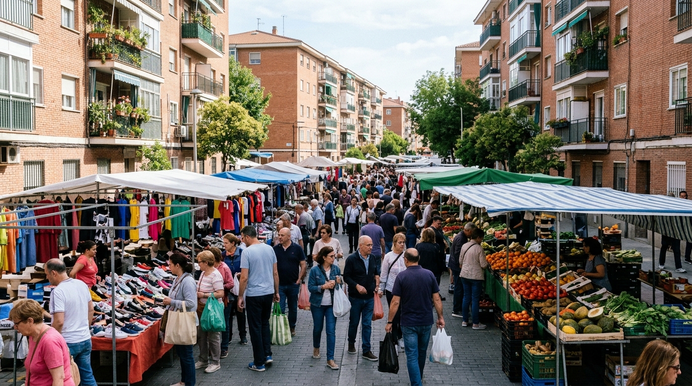 Wöchentlicher Straßenmarkt Calle Alcorisa in Hortaleza