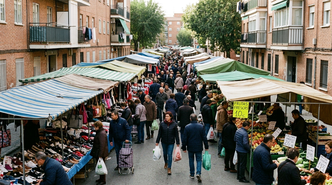 Ayerbe Street Market in Barajas, Madrid