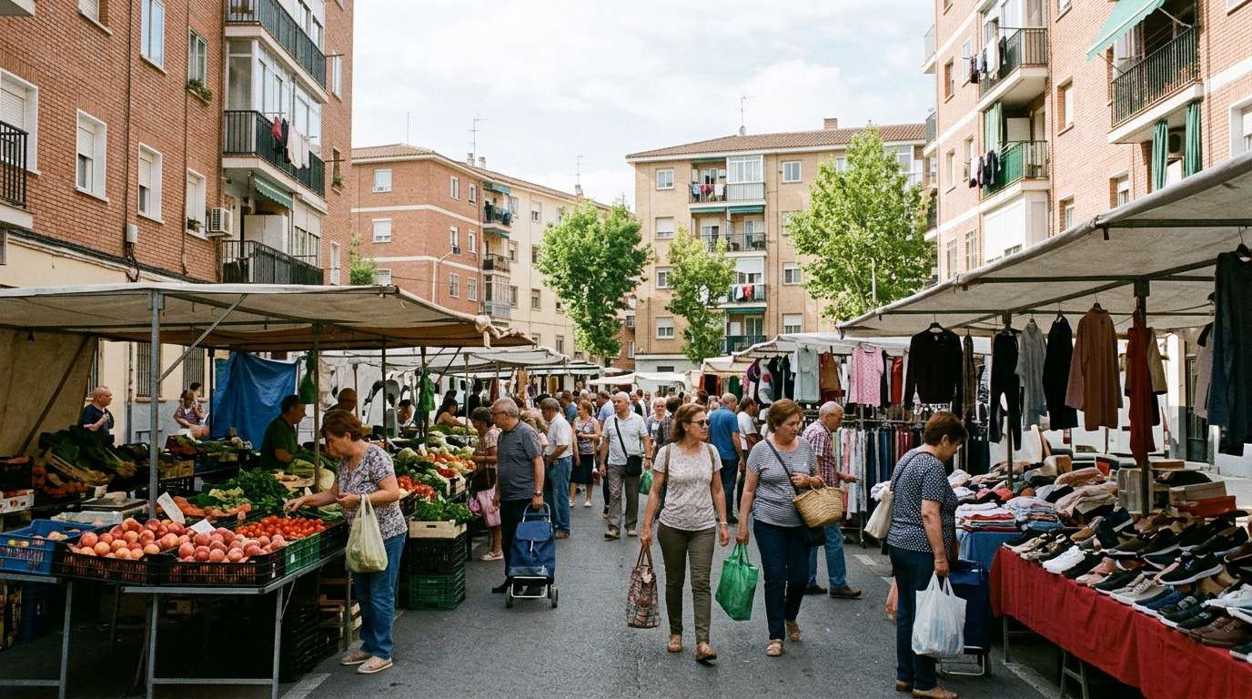 Straßenmarkt Calle Gorrión in Carabanchel
